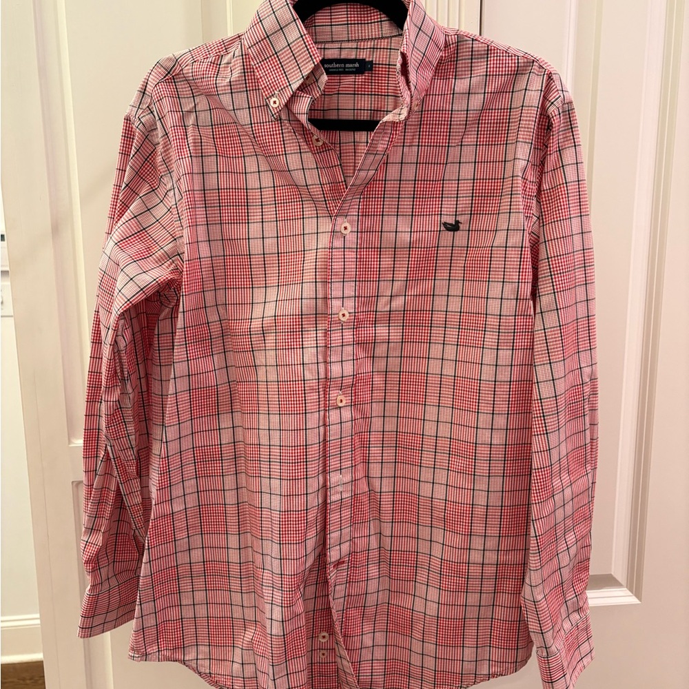 Southern Marsh Red and White Plaid Shirt